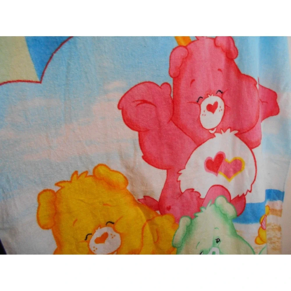 Vintage 2003 Care Bears Beach Pool Towel 100% Cotton 56in x 27in Rainbow Hearts